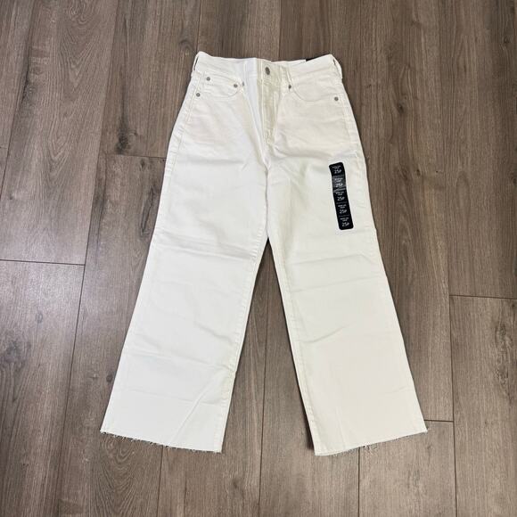 J Crew Wide Leg Crop Cut Hem Denim Jeans US Women's 25 Petite - Picture 2 of 6